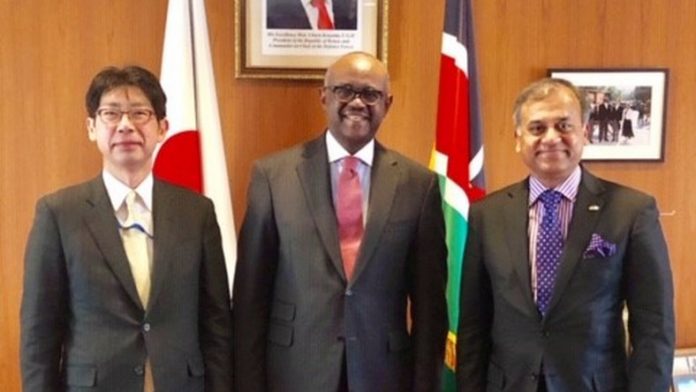 z2UktkpTURBXy8wYmMxMmJkYzg1ZjEwNzk4MWRhOWU1OTIyMjEwNzk4MS5qcGeSlQMAb80B4M0BDpMFzQMUzQG8 Ambassador Masahiko Kiya, the Ambassador for TICAD 7,MOFA Japan, Ambassador Soloman Maina, Kenya’s ambassador to Japan and Siddharth Chatterjee, United Nations Resident Coordinator to Kenya (Kenya Embassy)